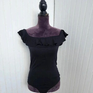 SOHO Girls Bodysuit Women's Stretch Off Shoulders Ruffle Top Shirt Sz S/M